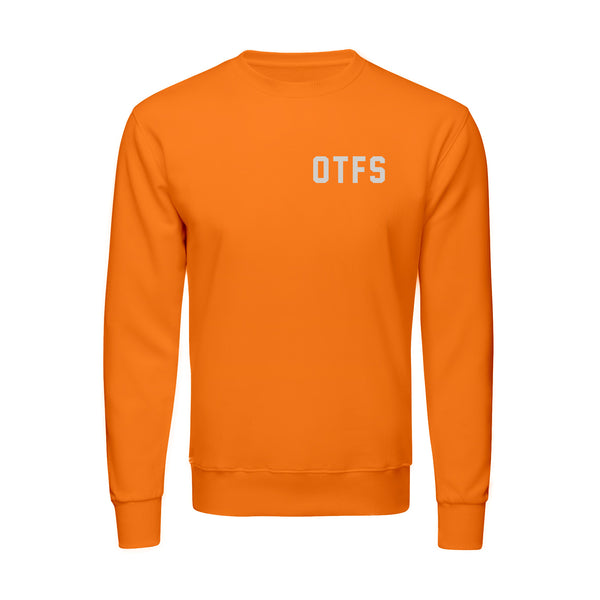 Hyper Orange sweatshirt with OTFS letters printed with White reflective